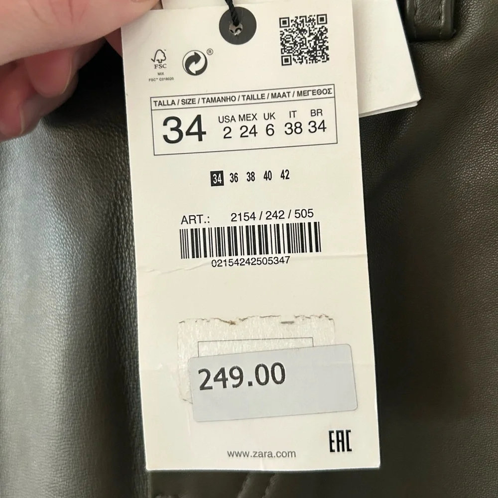 NWT Zara Green Leather Pants - Picture 3 of 7